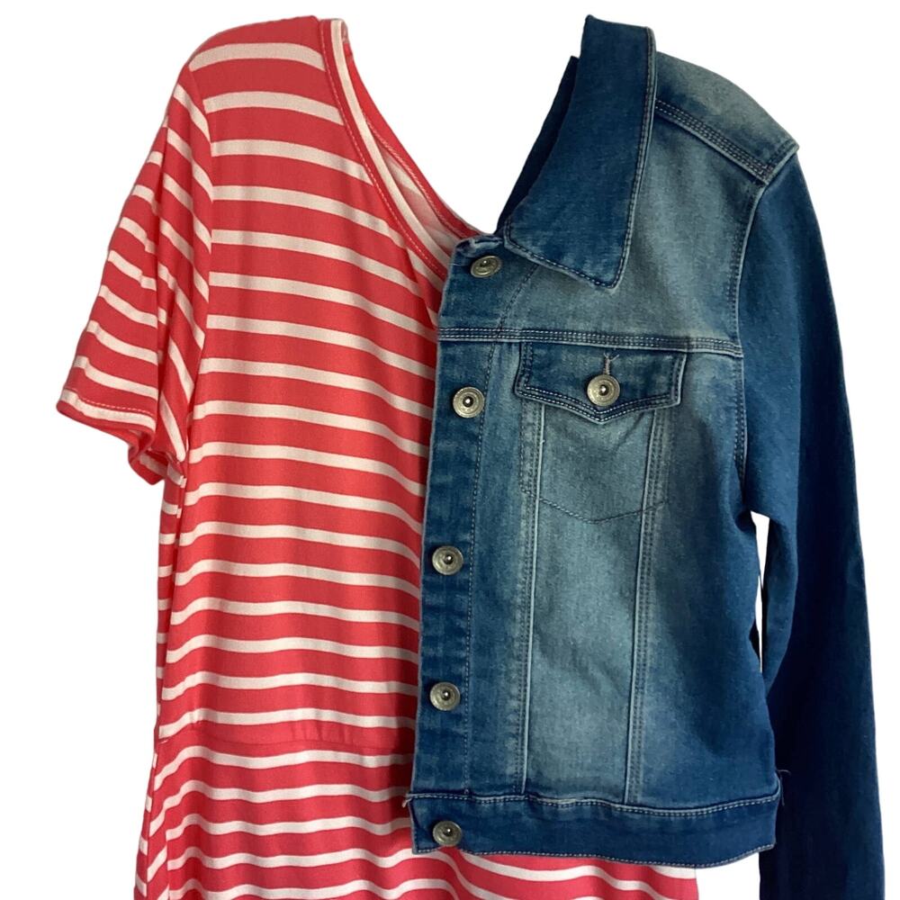 Members Mark  Juniors Pink Dress with Denim Jacket 14/16 - Picture 5 of 6